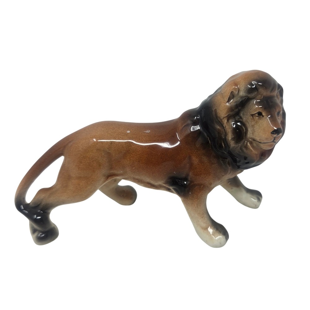 Japan Lion Figurine Unisex Vtg Japan Brown Ceramic Glossy Vintage Safari